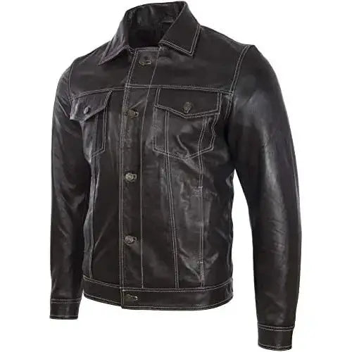 Leather Biker Jacket Denim Style - Riders Republic UK