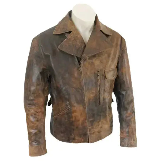 Mens Vintage 70s Biker Leather Jacket Brown - Riders Republic UK