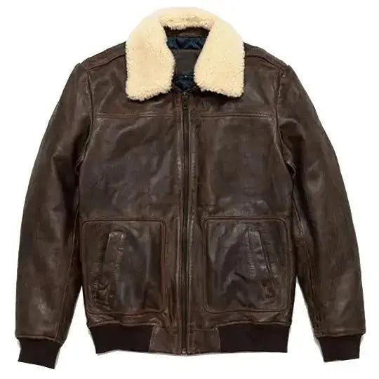 Brown Lambskin Leather Bomber Jacket - Riders Republic UK