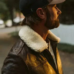 Brown Lambskin Leather Bomber Jacket - Riders Republic UK