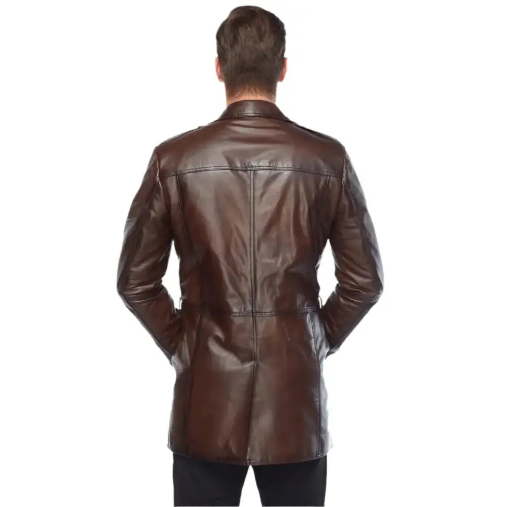 Vintage Brown Leather Trench Coat Men - Riders Republic UK