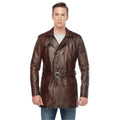 Vintage Brown Leather Trench Coat Men - Riders Republic UK