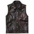 Brown Waxy Antique Leather Vest - Riders Republic UK