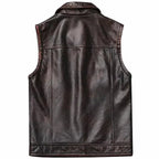 Brown Waxy Antique Leather Vest - Riders Republic UK