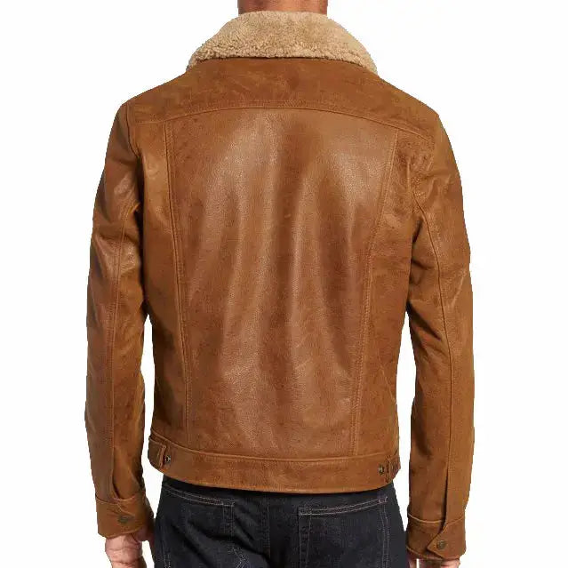 Mens Vintage Buffalo Leather Trucker Jacket - Riders Republic UK
