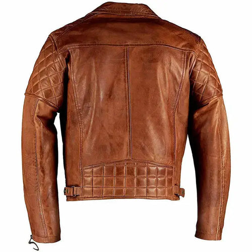 Mens Vintage Brown Leather Jacket - Riders Republic UK