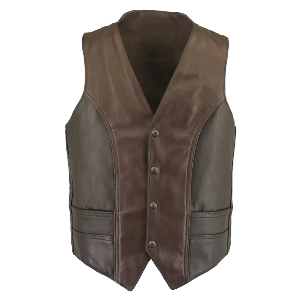 Mens Vintage Leather Vest - Riders Republic UK