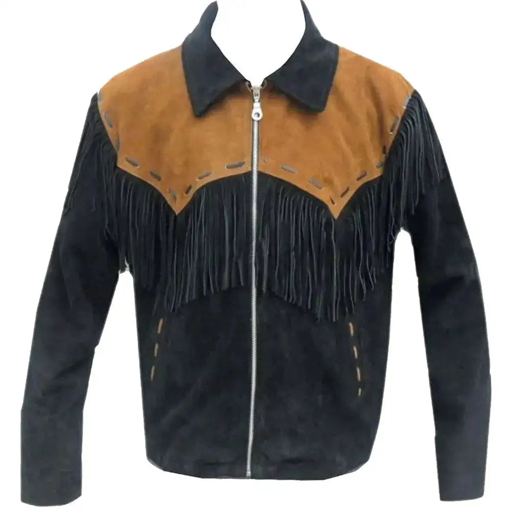 Mens Western Cowboy Suede Leather Jacket - Riders Republic UK