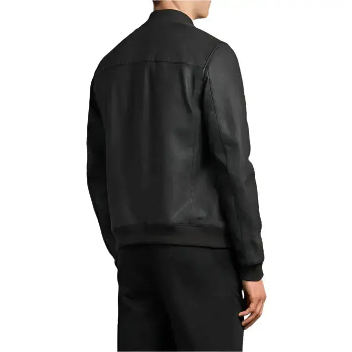 Mens Wilt Black Leather Bomber Jacket - Riders Republic UK