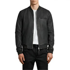 Mens Wilt Black Leather Bomber Jacket - Riders Republic UK