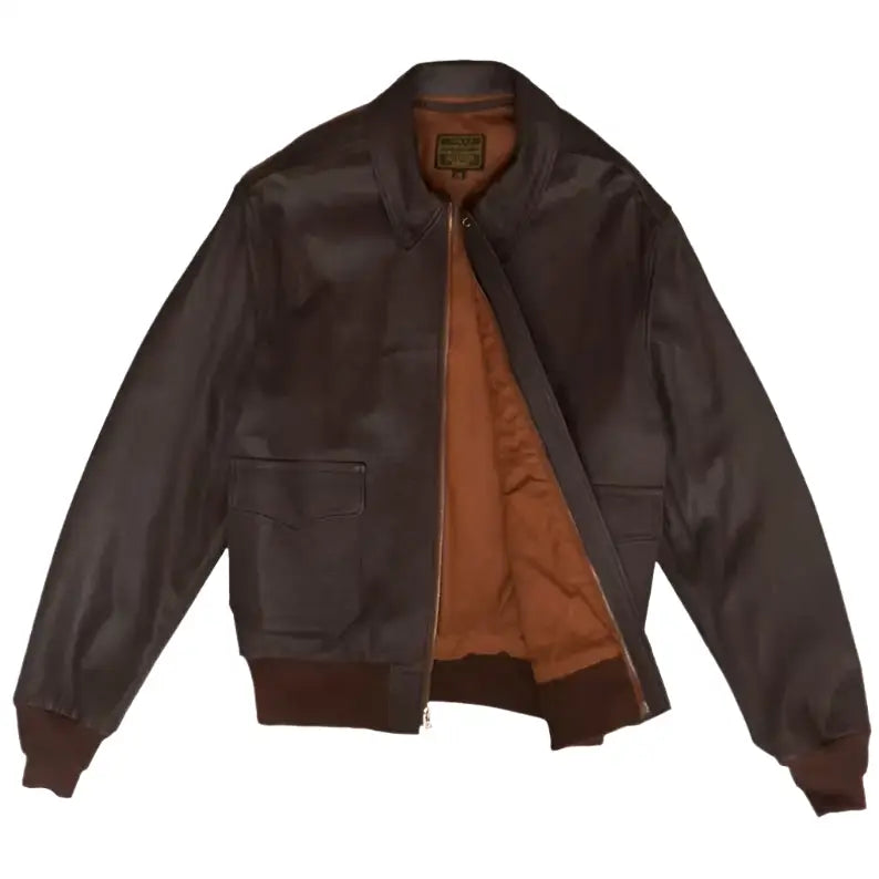 Mens Wing Collar Leather Bomber Jacket - Riders Republic UK