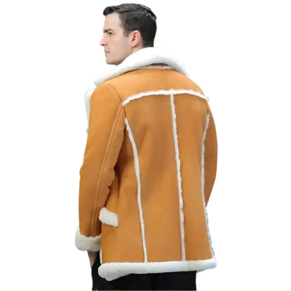 Mens Yellow Shearling B7 Military Coat - Riders Republic UK