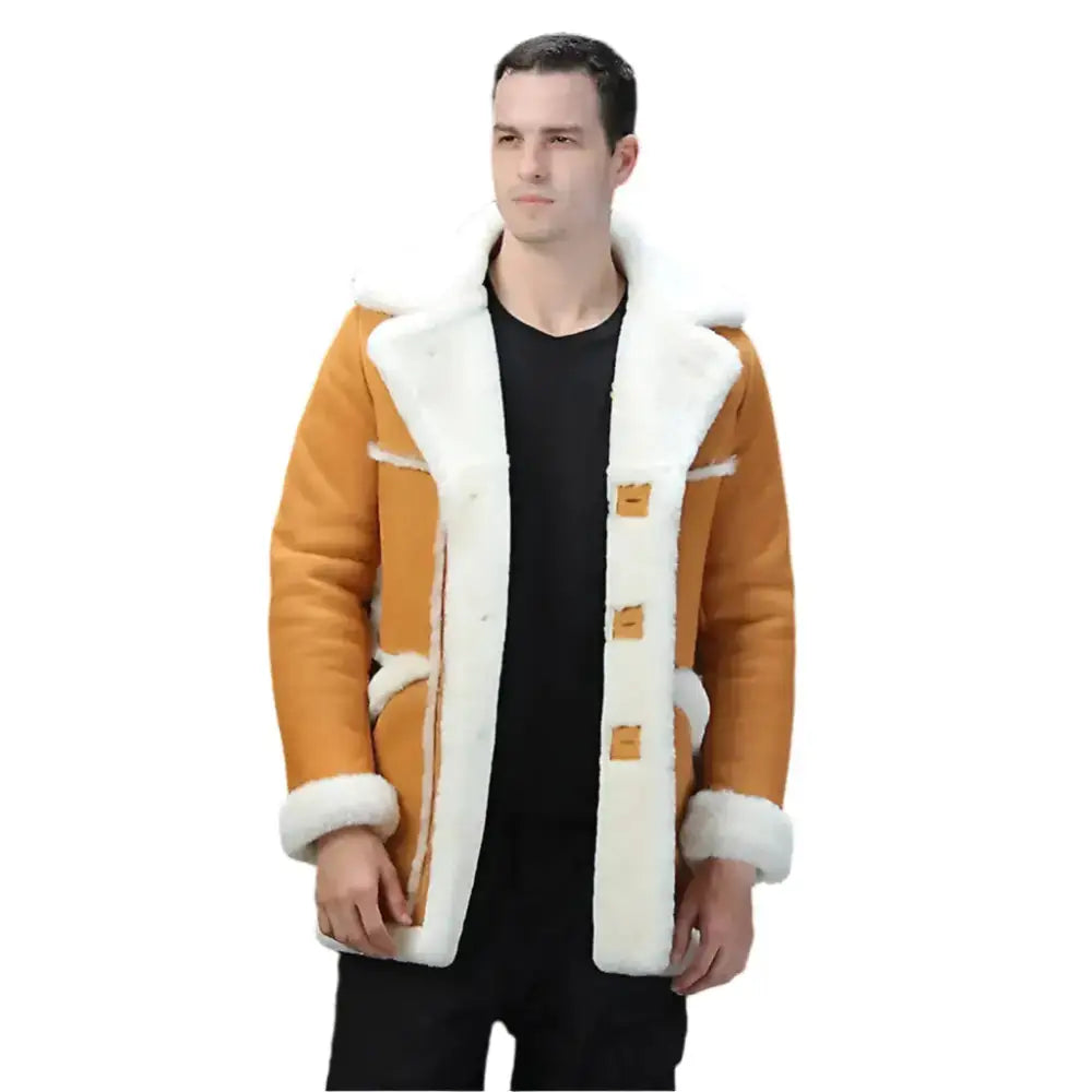 Mens Yellow Shearling B7 Military Coat - Riders Republic UK