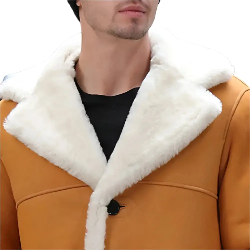 Mens Yellow Sheepskin Shearling Coat - Riders Republic UK