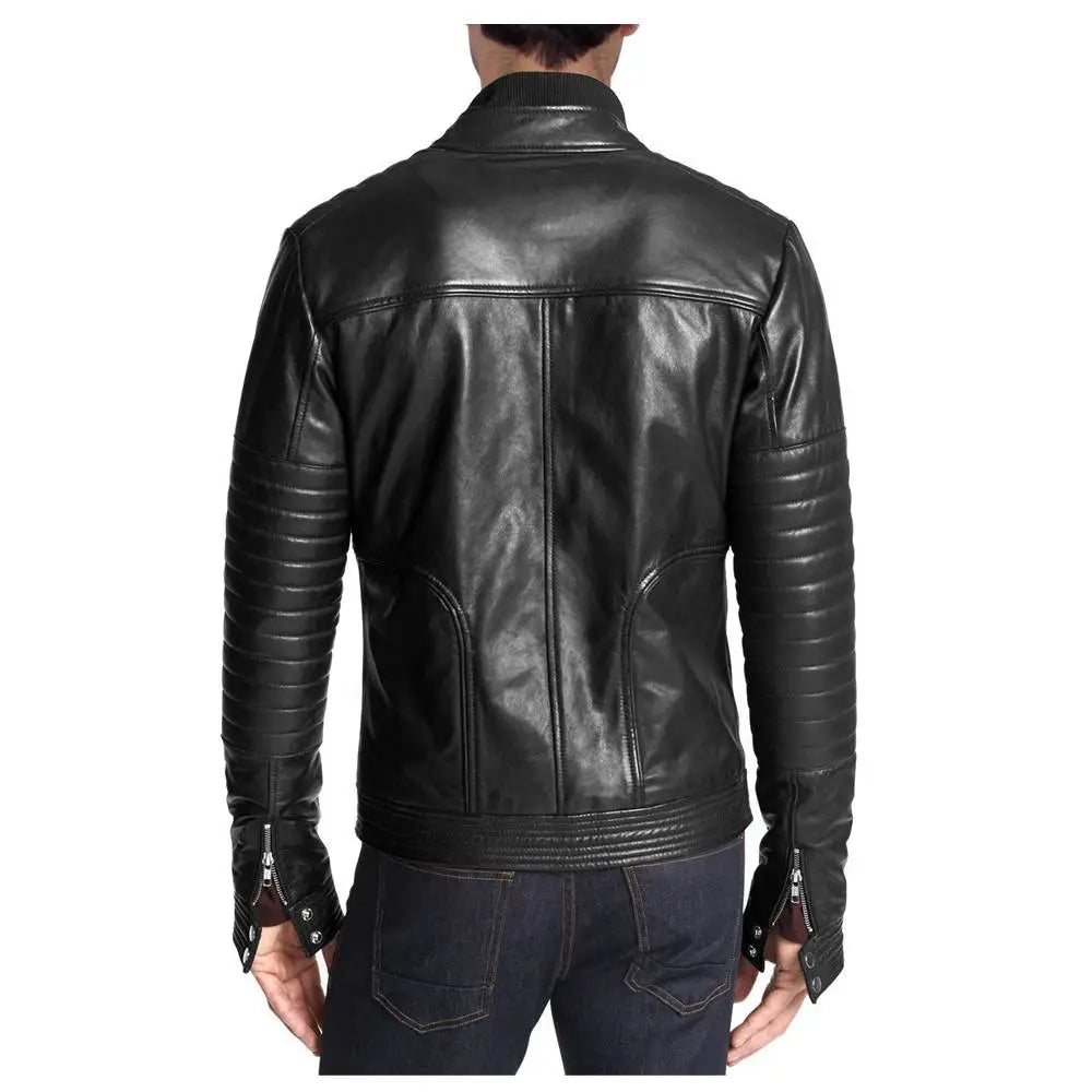 Mens Black Leather Biker Jacket - Riders Republic UK