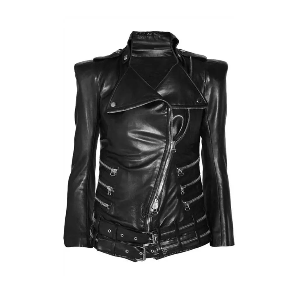Womens Military Leather Jacket - Riders Republic UK