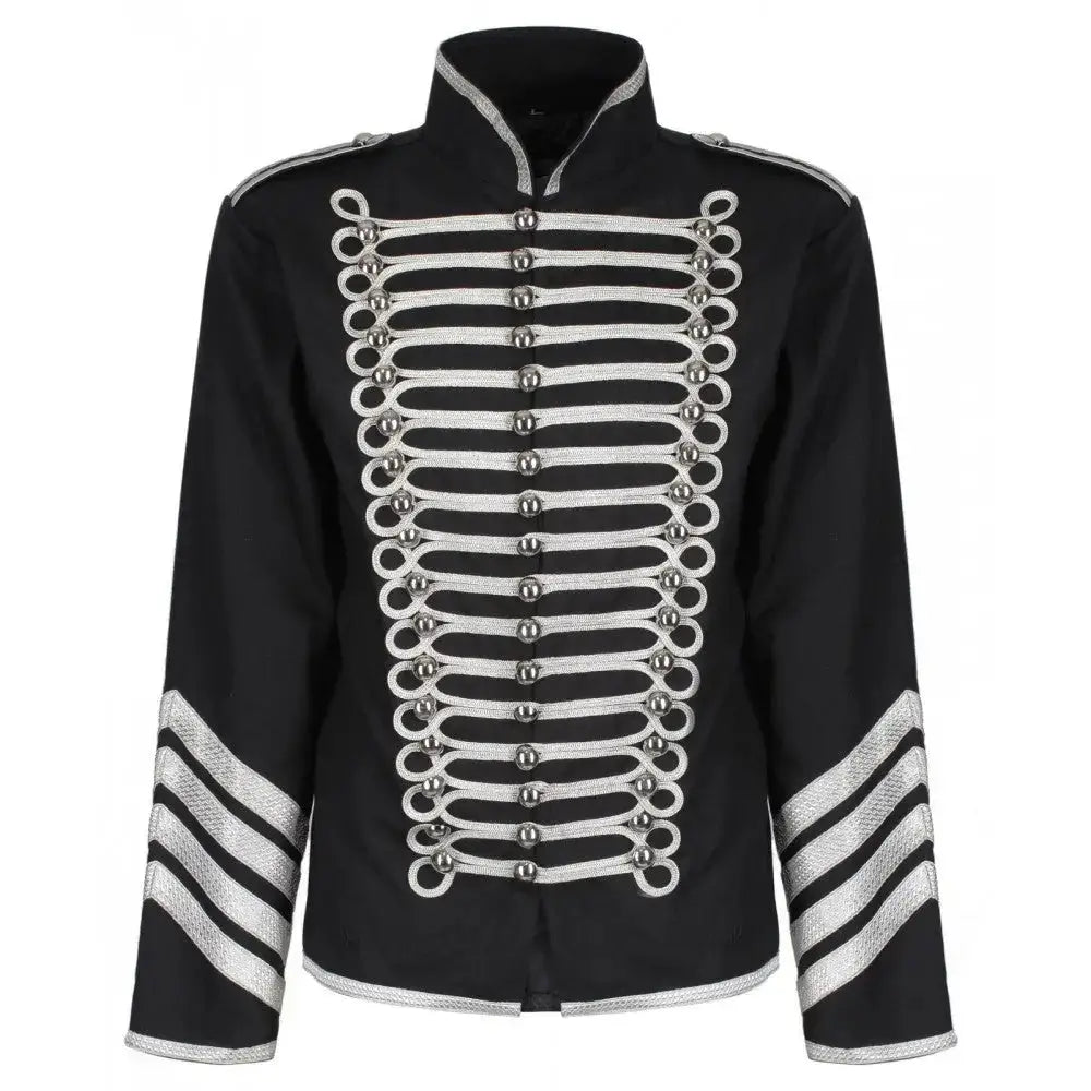 Mens Black Cotton Gothic Military Jacket - Riders Republic UK