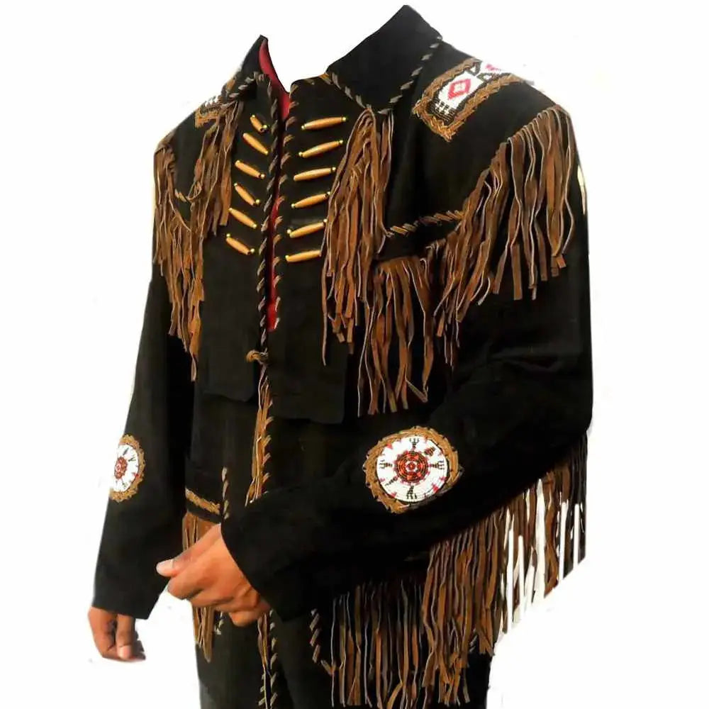 Mens Western Leather Fringe Jacket - Riders Republic UK