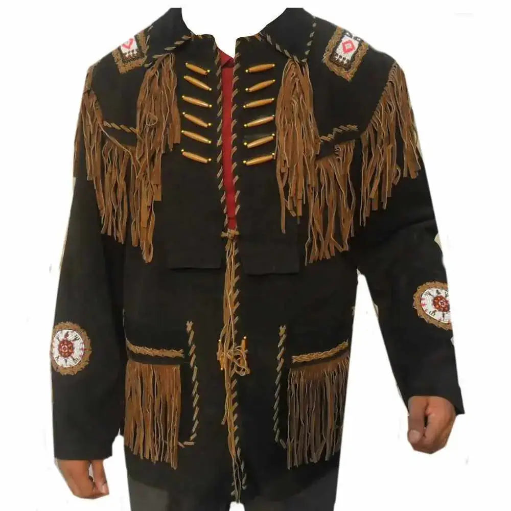 Mens Western Leather Fringe Jacket - Riders Republic UK