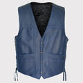 Navy Blue Leather Cruiser Vest - Riders Republic UK