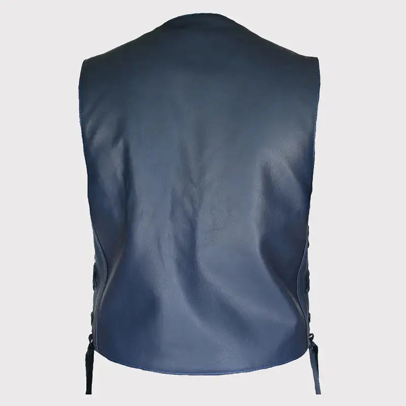 Navy Blue Leather Cruiser Vest - Riders Republic UK