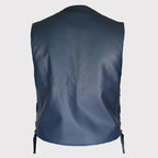 Navy Blue Leather Cruiser Vest - Riders Republic UK