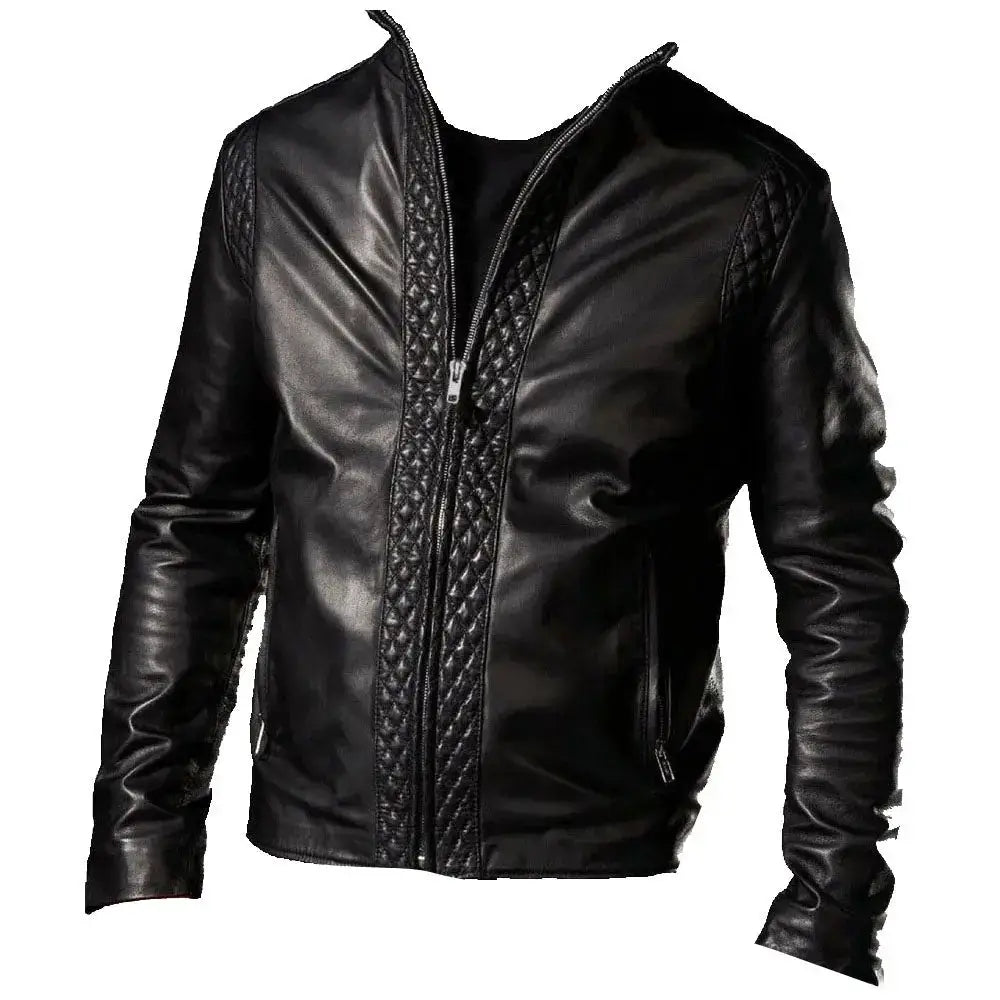 Mens Black Leather Fashion Bomber Jacket - Riders Republic UK