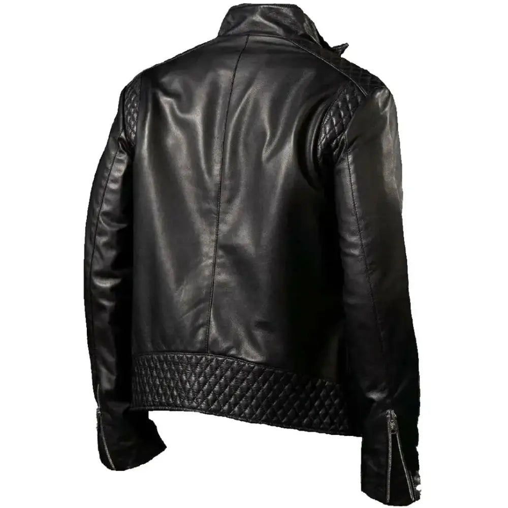Mens Black Leather Fashion Bomber Jacket - Riders Republic UK