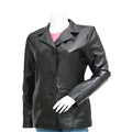 Womens Black Leather Three Button Blazer - Riders Republic UK