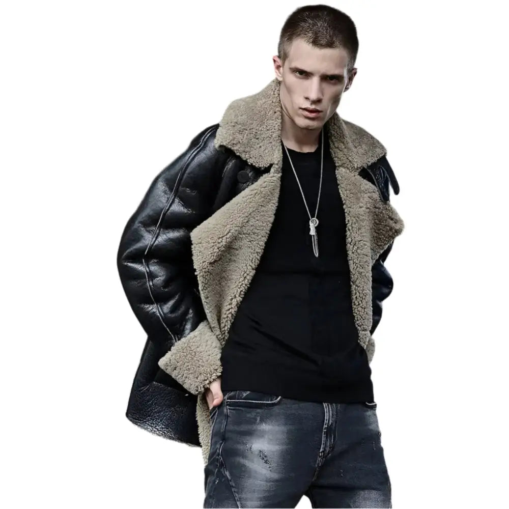 Mens Sheepskin Shearling Fur Coat - Riders Republic UK