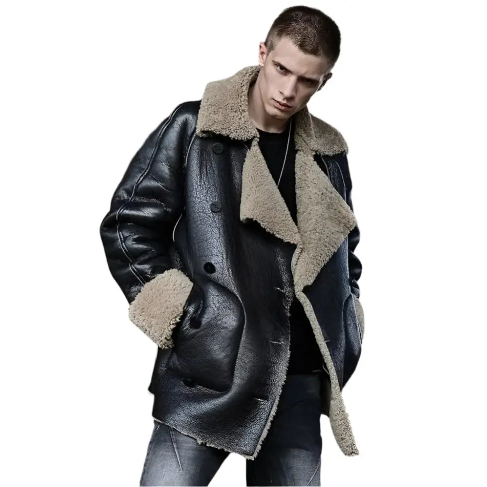 Mens Sheepskin Shearling Fur Coat - Riders Republic UK