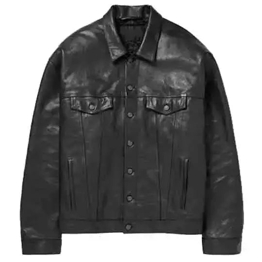Mens Army Black Suede Leather Trucker Jacket - Riders Republic UK