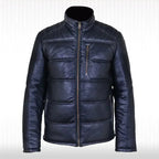 Mens Black Leather Quilted Bomber Jacket - Riders Republic UK