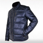 Mens Black Leather Quilted Bomber Jacket - Riders Republic UK