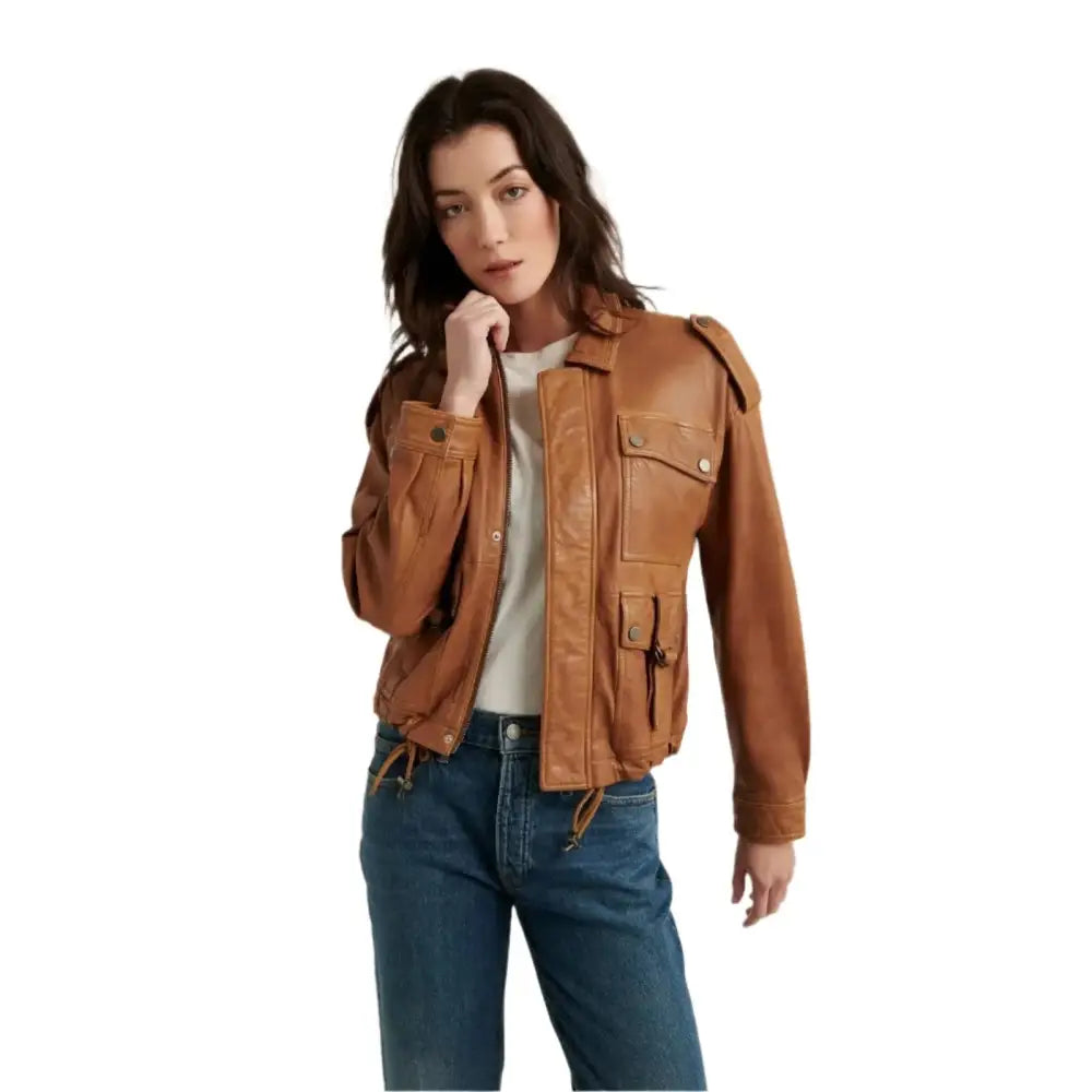 Womens Brown Leather Jacket New Stylish - Riders Republic UK