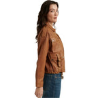 Womens Brown Leather Jacket New Stylish - Riders Republic UK