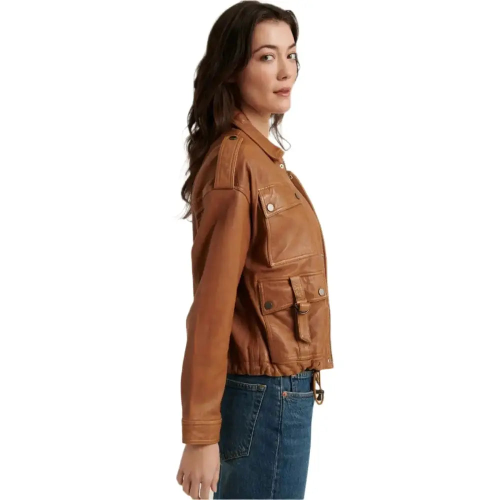 Womens Brown Leather Jacket New Stylish - Riders Republic UK