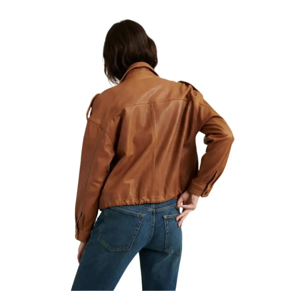 Womens Brown Leather Jacket New Stylish - Riders Republic UK
