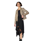 Tan Beige Suede Biker Jacket for Women - Riders Republic UK