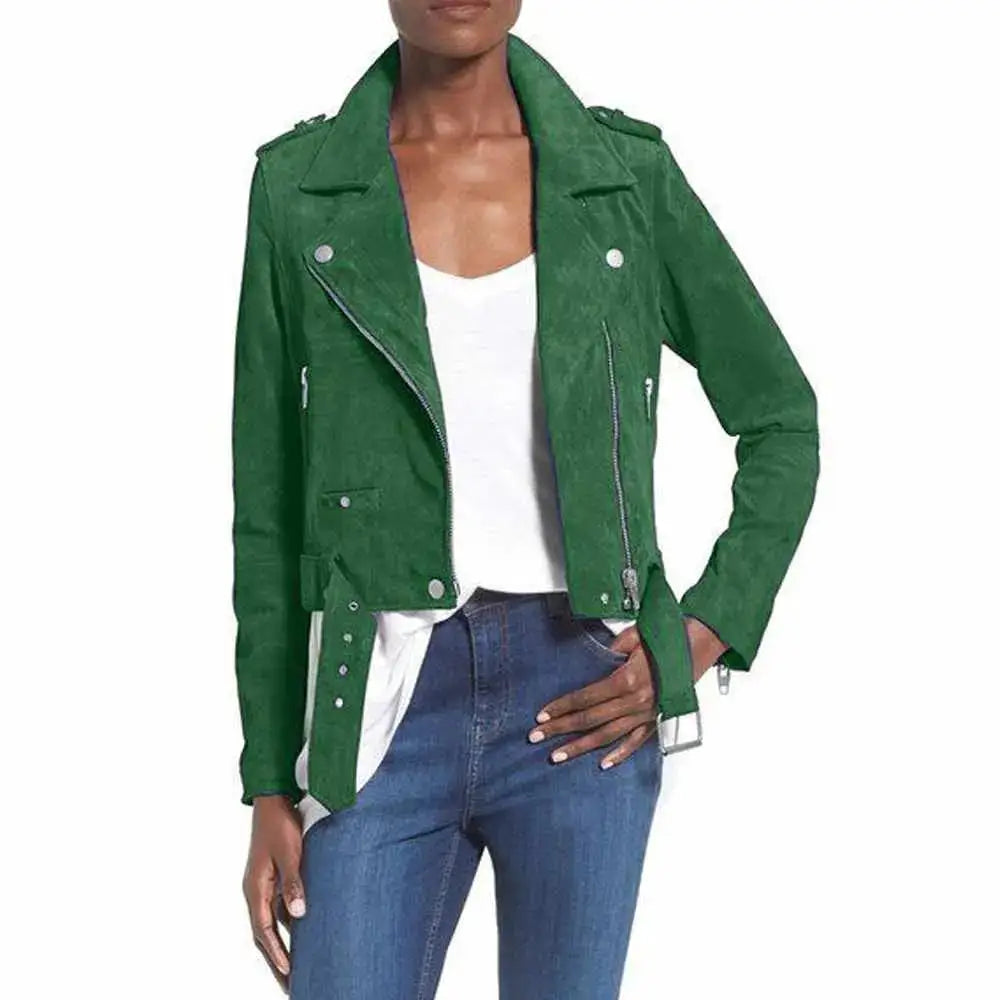 Nubuck Leather Women’s Biker Jacket - Riders Republic UK