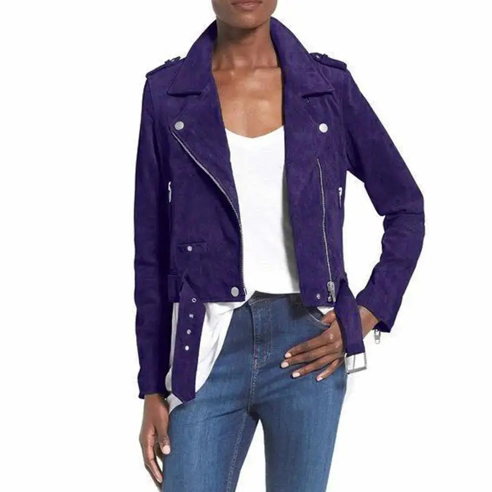 Nubuck Leather Women’s Biker Jacket - Riders Republic UK