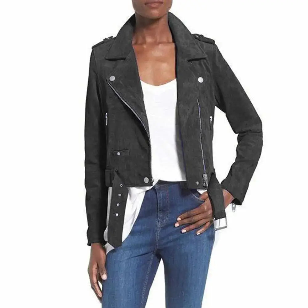 Nubuck Leather Women’s Biker Jacket - Riders Republic UK