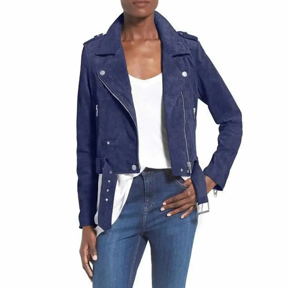 Nubuck Leather Women’s Biker Jacket - Riders Republic UK