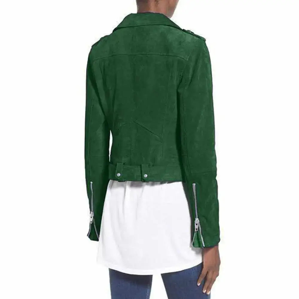 Nubuck Leather Women’s Biker Jacket - Riders Republic UK