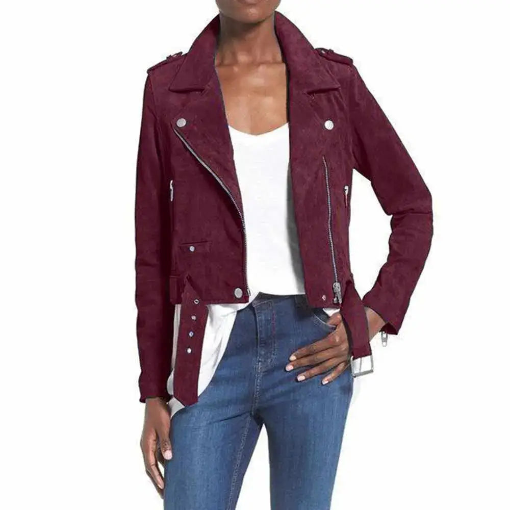 Nubuck Leather Women’s Biker Jacket - Riders Republic UK