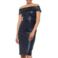 Off The Shoulder Black Leather Cocktail Dress - Riders Republic UK