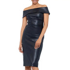 Off The Shoulder Black Leather Cocktail Dress - Riders Republic UK