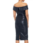 Off The Shoulder Black Leather Cocktail Dress - Riders Republic UK