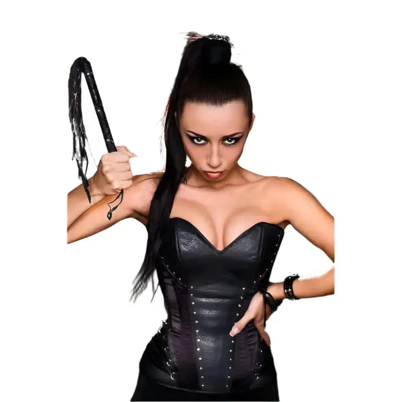 Emerald and Black Leather Overbust Corset - Riders Republic UK