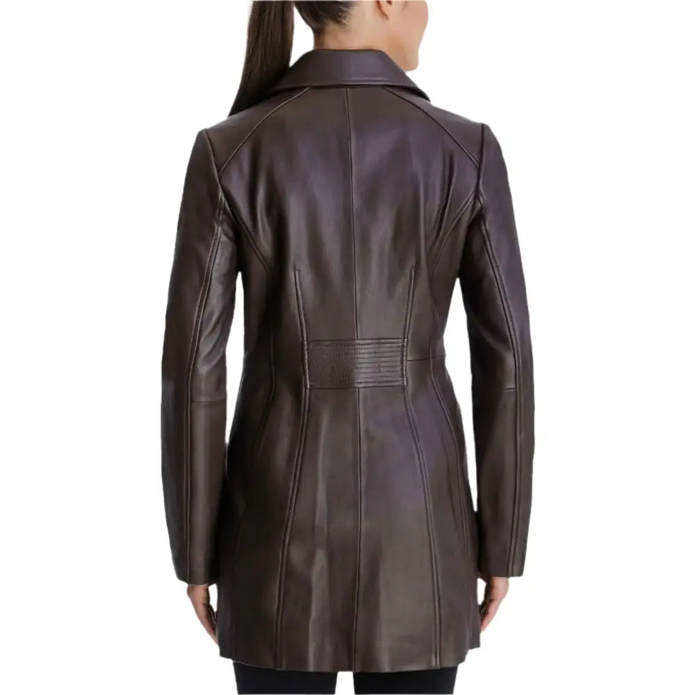 Petite Leather Button Down Coat for Women - Riders Republic UK